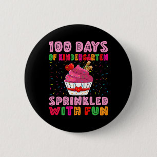 100 dagen kleuterschool bestrooid met leuke cupcak ronde button 5,7 cm