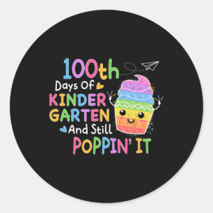 100 dagen kleuterschool en nog poppin 100e dag ronde sticker