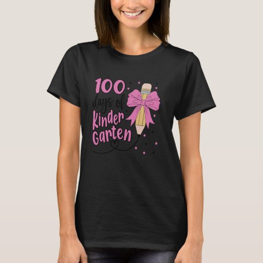 100 dagen kleuterschool meisjes Coquette Pen T-shirt (Voorkant)