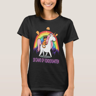 100 Dagen Kleuterschool Regenboog Kat Eenhoorn Voo T-shirt