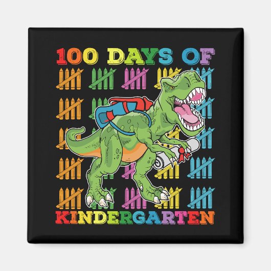 100 dagen kleuterschool T Rex dinosaurus school Magneet (Voorkant)