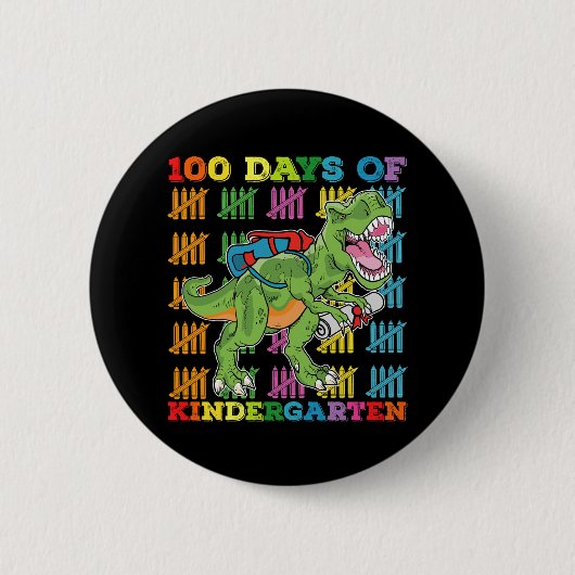 100 dagen kleuterschool T Rex dinosaurus school Ronde Button 5,7 Cm (Voorkant)