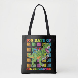 100 dagen kleuterschool T Rex dinosaurus school Tote Bag