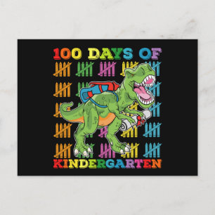 100 dagen kleuterschool T Rex Dinosaurusschool Briefkaart