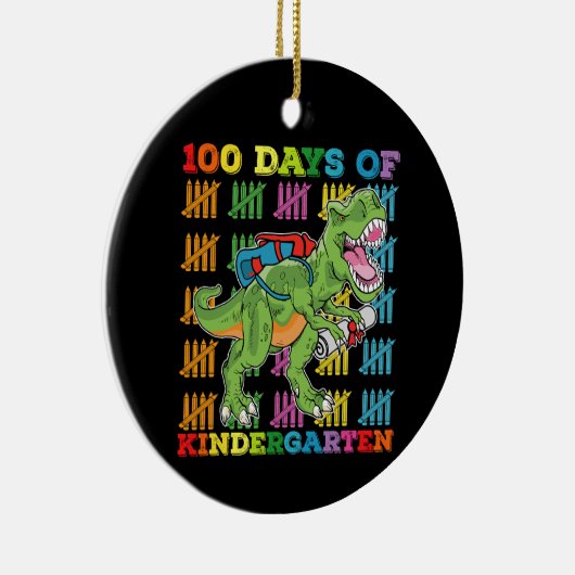 100 dagen kleuterschool T Rex Dinosaurusschool Keramisch Ornament (Rechts)