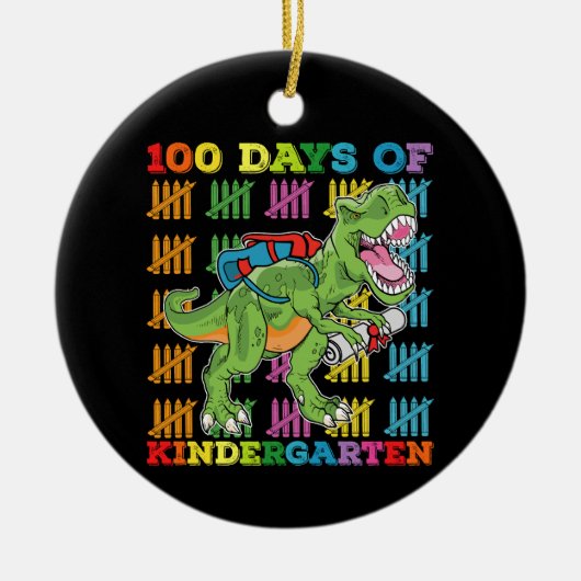 100 dagen kleuterschool T Rex Dinosaurusschool Keramisch Ornament (Voorkant)