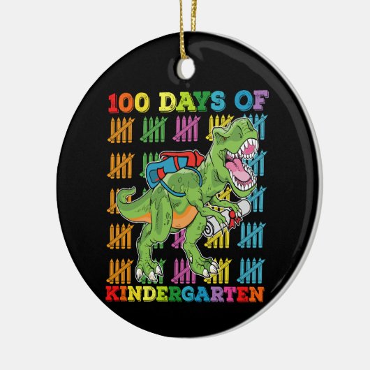 100 dagen kleuterschool T Rex Dinosaurusschool Keramisch Ornament (Links)