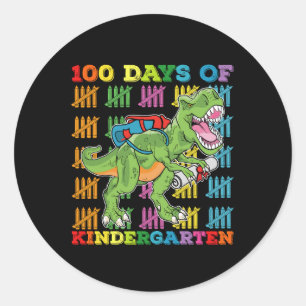 100 dagen kleuterschool T Rex Dinosaurusschool Ronde Sticker
