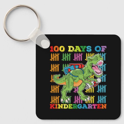 100 dagen kleuterschool T Rex Dinosaurusschool Sleutelhanger (Voorkant)