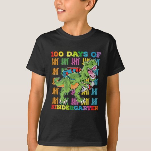 100 dagen kleuterschool T Rex Dinosaurusschool T-shirt (Voorkant)