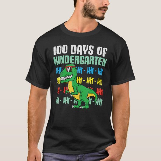 100 dagen kleuterschool Trex dinosaurus 100ste dag T-shirt (Voorkant)