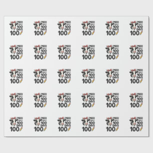 100 Dagen Koe Shirt Vintage Gravure School Ontwerp Cadeaupapier