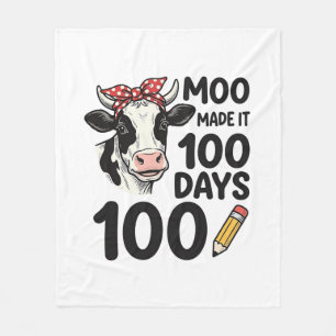100 Dagen Koe Shirt Vintage Gravure School Ontwerp Fleece Deken