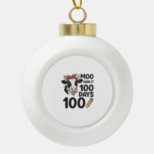 100 Dagen Koe Shirt Vintage Gravure School Ontwerp Keramische Bal Ornament