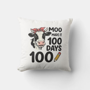 100 Dagen Koe Shirt Vintage Gravure School Ontwerp Kussen