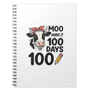 100 Dagen Koe Shirt Vintage Gravure School Ontwerp Notitieboek