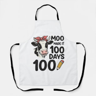 100 Dagen Koe Shirt Vintage Gravure School Ontwerp Schort