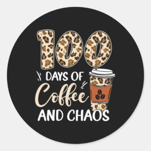 100 dagen koffie en chaos 100 dagen school L Ronde Sticker