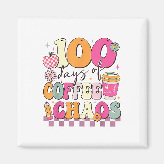 100 dagen koffie en chaos 100 dagen school magneet (Voorkant)