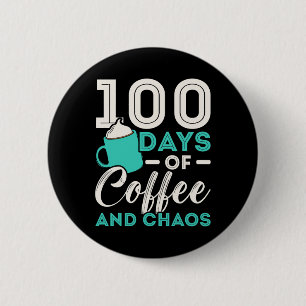 100 dagen koffie en chaos 100 dagen school ronde button 5,7 cm