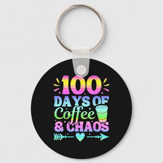 100 dagen koffie en chaos 100 dagen school sleutelhanger (Voorkant)