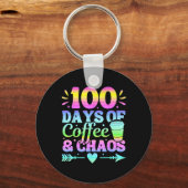 100 dagen koffie en chaos 100 dagen school sleutelhanger (Voorkant)
