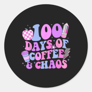 100 dagen koffie en chaos 100 dagen school t ronde sticker