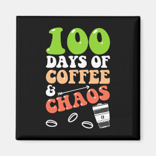 100 dagen Koffie en Chaos 100 dagen schooltijd Magneet