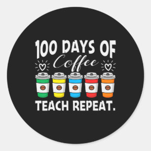 100 dagen Koffie en Chaos 100e dag school Ronde Sticker