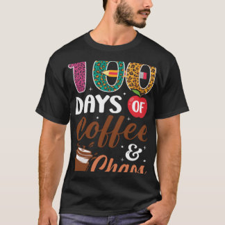 100 dagen koffie en chaos 100e dag van de school t-shirt