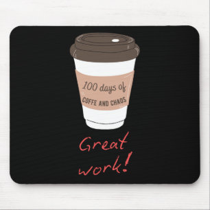 100 dagen koffie en chaos Grappig lerarenontwerp Muismat
