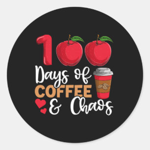 100 dagen koffie- en Chaos-leraar Ronde Sticker