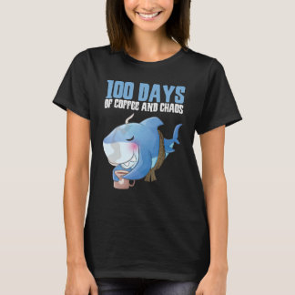 100 dagen Koffie- en Chaos-leraar schattige haai T-shirt