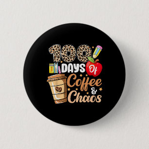 100 dagen koffie en luipaard 100 dagen thee ronde button 5,7 cm