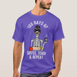 100 dagen Koffieband herhalen 100 dagen skelet T-shirt