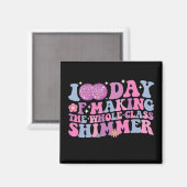 100 dagen lang de hele klas laten schitteren Disco Magneet (Voorkant / Achterkant)