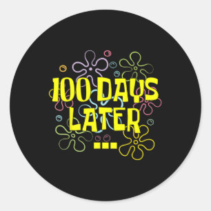 100 dagen later leraar en leerling 100ste dag van  ronde sticker
