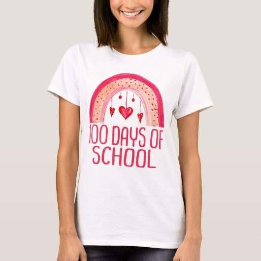 100 dagen leerkracht van de school Cute Rainbow T- T-shirt (Voorkant)