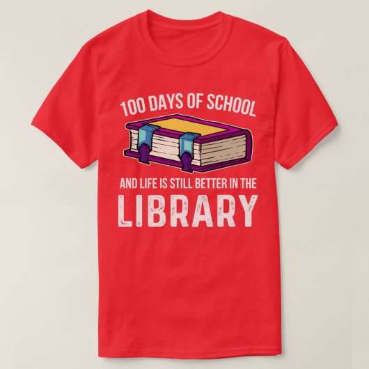 100 dagen leerlingenleraar schoolbibliotheek t-shirt (Design voorkant)