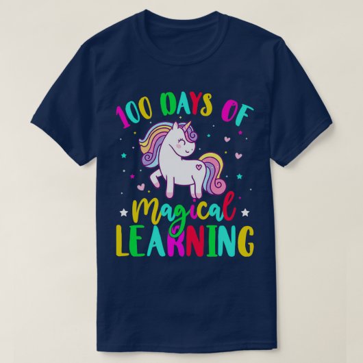 100 dagen leerschool Unicorn-studie T-shirt (Design voorkant)