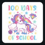 100 dagen leraar school Unicorn Girls Vierkante Sticker<br><div class="desc">100 dagen leerkracht Unicorn Girls 100e dag schoolontwerp Gift Square Sticker Classic Collectie.</div>