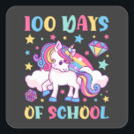 100 dagen leraar school Unicorn Girls Vierkante Sticker<br><div class="desc">100 dagen leerkracht Unicorn Girls 100e dag schoolontwerp Gift Square Sticker Classic Collectie.</div>