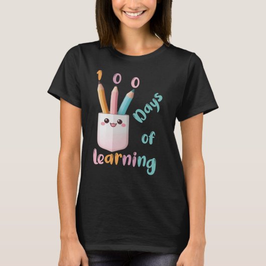 100 dagen leren, leraar t-shirt (Voorkant)