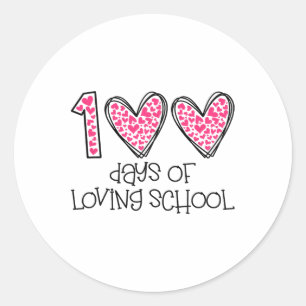 100 dagen liefdevol schoolhart 100e dag van school ronde sticker