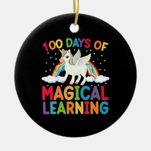 100 dagen magisch leerschool eenhoorn meisjes keramisch ornament (Voorkant)