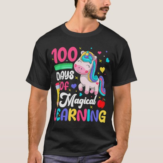 100 dagen Magisch leren 100e schooldag U T-shirt (Voorkant)