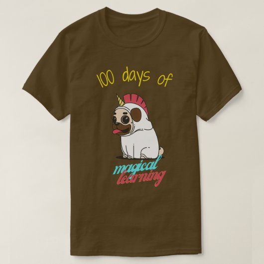 100 dagen magisch leren met een schattige pug t-shirt (Design voorkant)