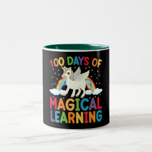 100 dagen magisch leren school eenhoorn meisjes  tweekleurige koffiemok