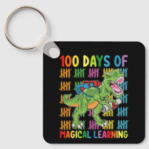 100 dagen magisch leren T Rex dinosaurus school Sleutelhanger