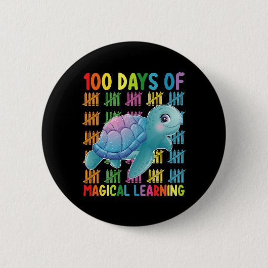 100 dagen magisch leren Turtle School Ronde Button 5,7 Cm (Voorkant)